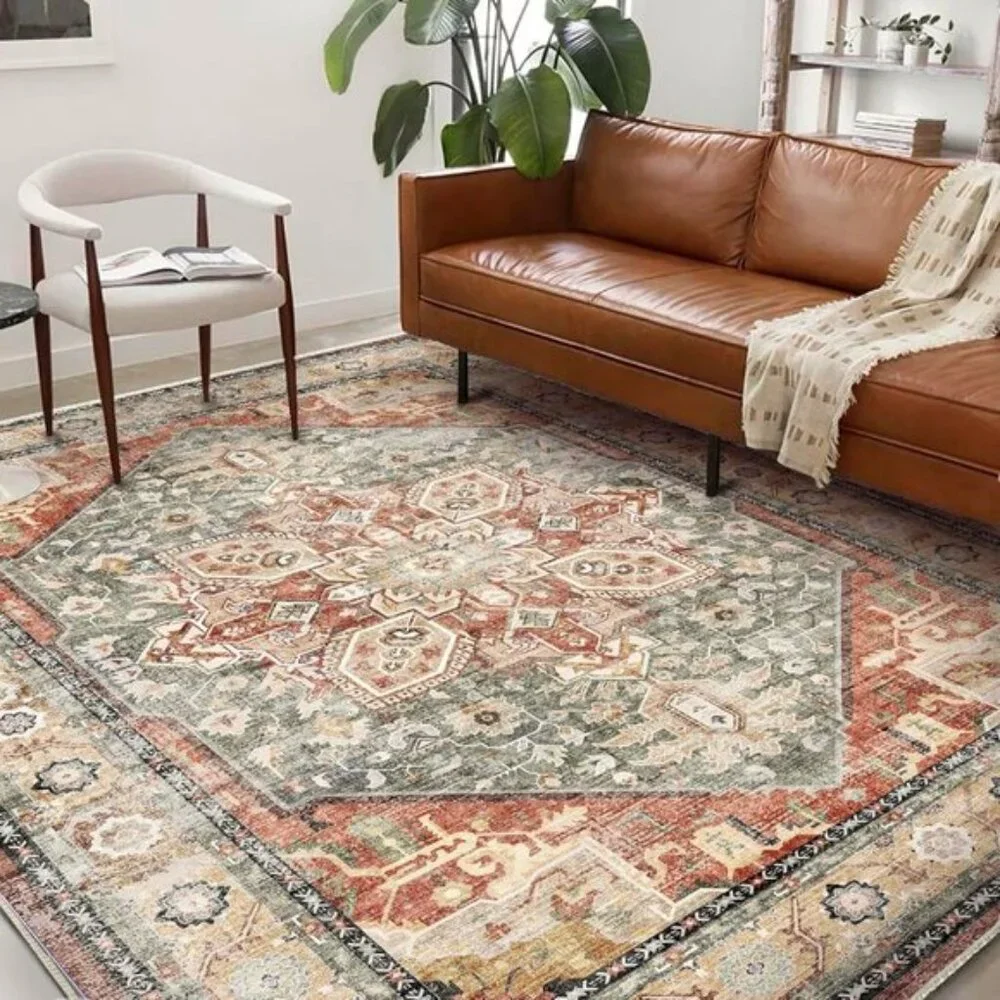 New 6'x9' Vintage Area Rug, Washable Non-Slip Carpet for Home & Living Room